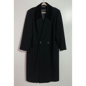 VTG Donny Brook Overcoat 10 Black Wool‎ Velvet Collar Old Money Long Trench Coat